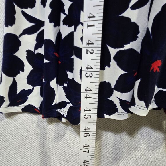Evan Picone dress Floral Deep V sleevless Size 14 Blue White Red - Picture 6 of 13